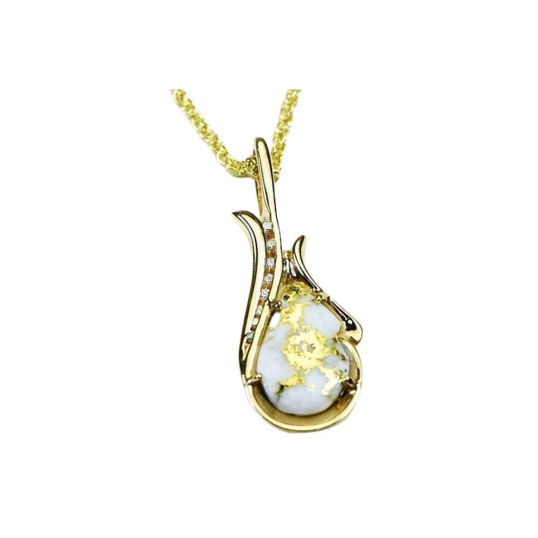 Orocal Gold Quartz Pendant with Diamonds PN377D17QX-Destination Gold Detectors