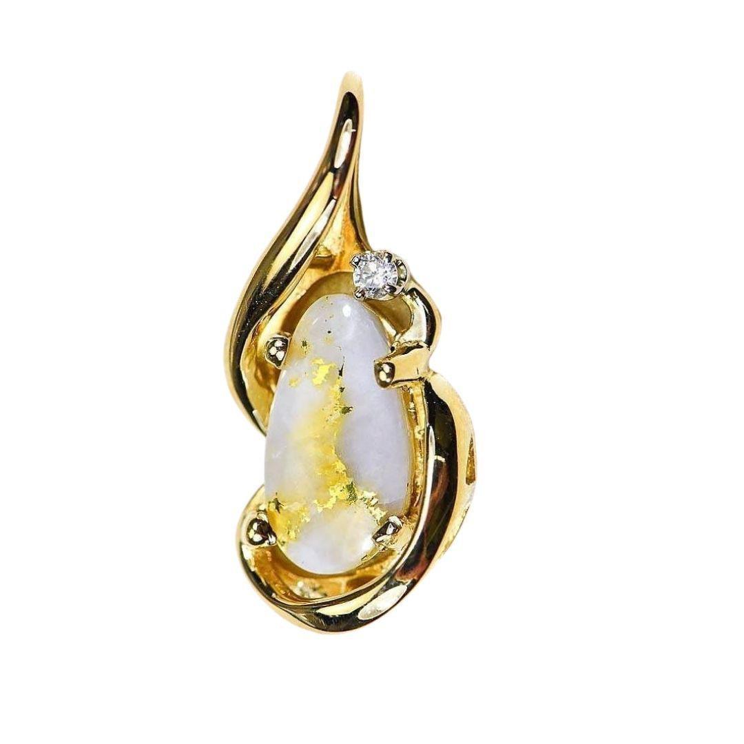 Orocal Gold Quartz Pendant with Diamonds PN784SDQX-Destination Gold Detectors