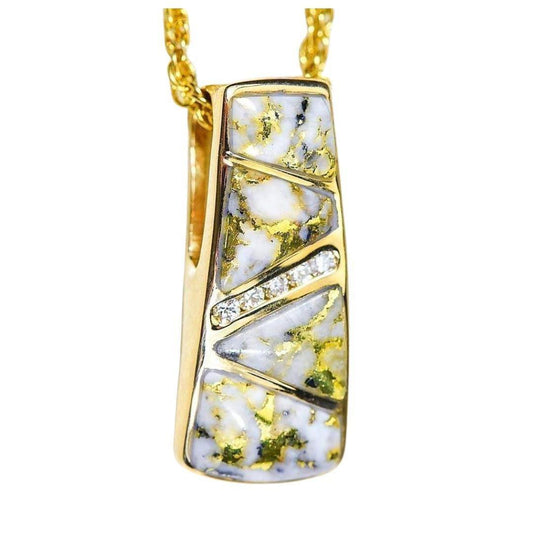Orocal Gold Quartz Pendant with Diamonds - PN798DQX-Destination Gold Detectors