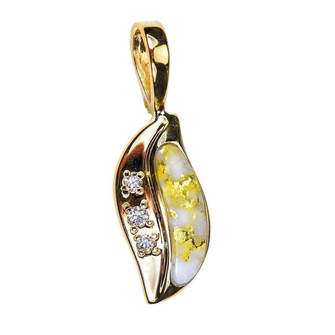 Orocal Gold Quartz Pendant with Diamonds PN806DQX-Destination Gold Detectors