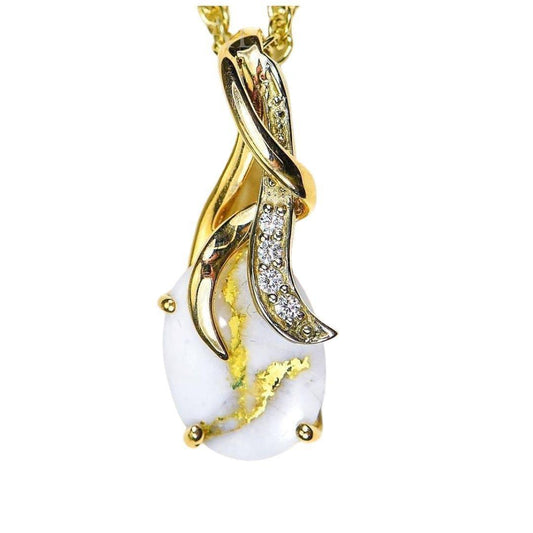 Orocal Gold Quartz Pendant with Diamonds PN820DQX-Destination Gold Detectors