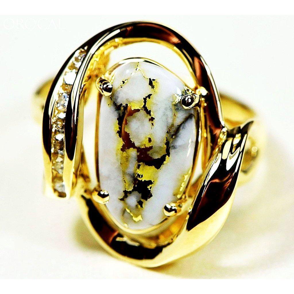 Orocal Gold Quartz Ring with Diamonds RL1028DQ-Destination Gold Detectors