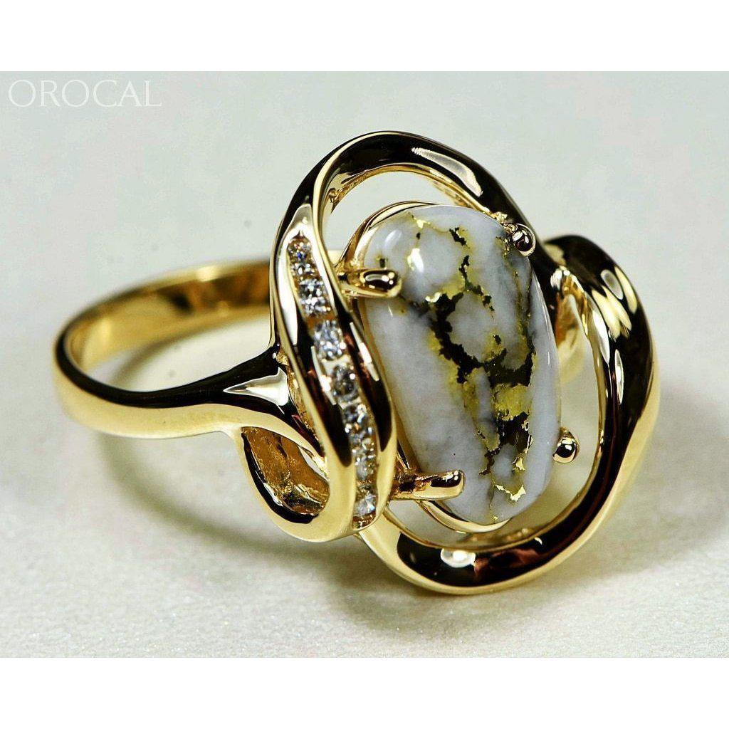 Orocal Gold Quartz Ring with Diamonds RL1028DQ-Destination Gold Detectors
