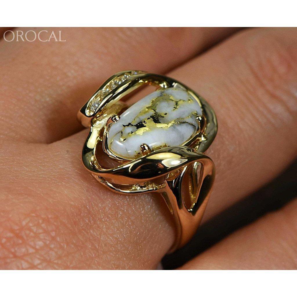 Orocal Gold Quartz Ring with Diamonds RL1028DQ-Destination Gold Detectors