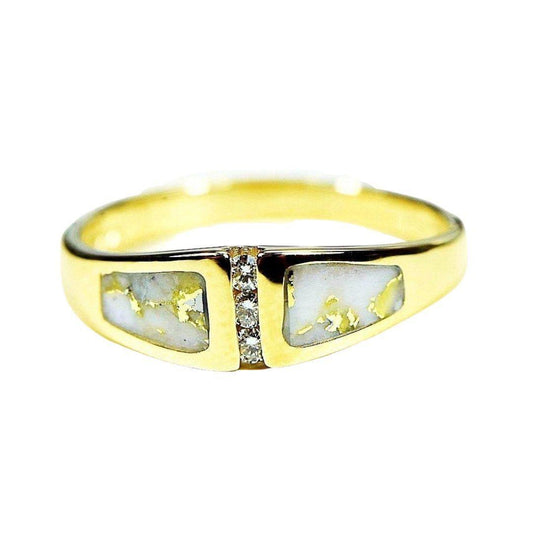 Orocal Gold Quartz Ring with Diamonds RL1057DQ-Destination Gold Detectors
