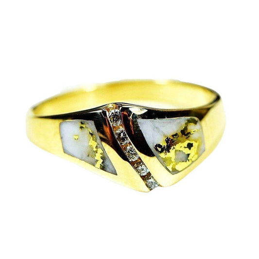 Orocal Gold Quartz Ring with Diamonds RL1064DQ-Destination Gold Detectors