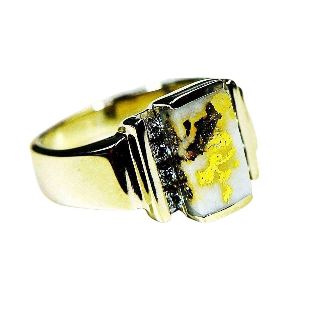 Orocal Gold Quartz Ring with Diamonds - RL639D32QW-Destination Gold Detectors