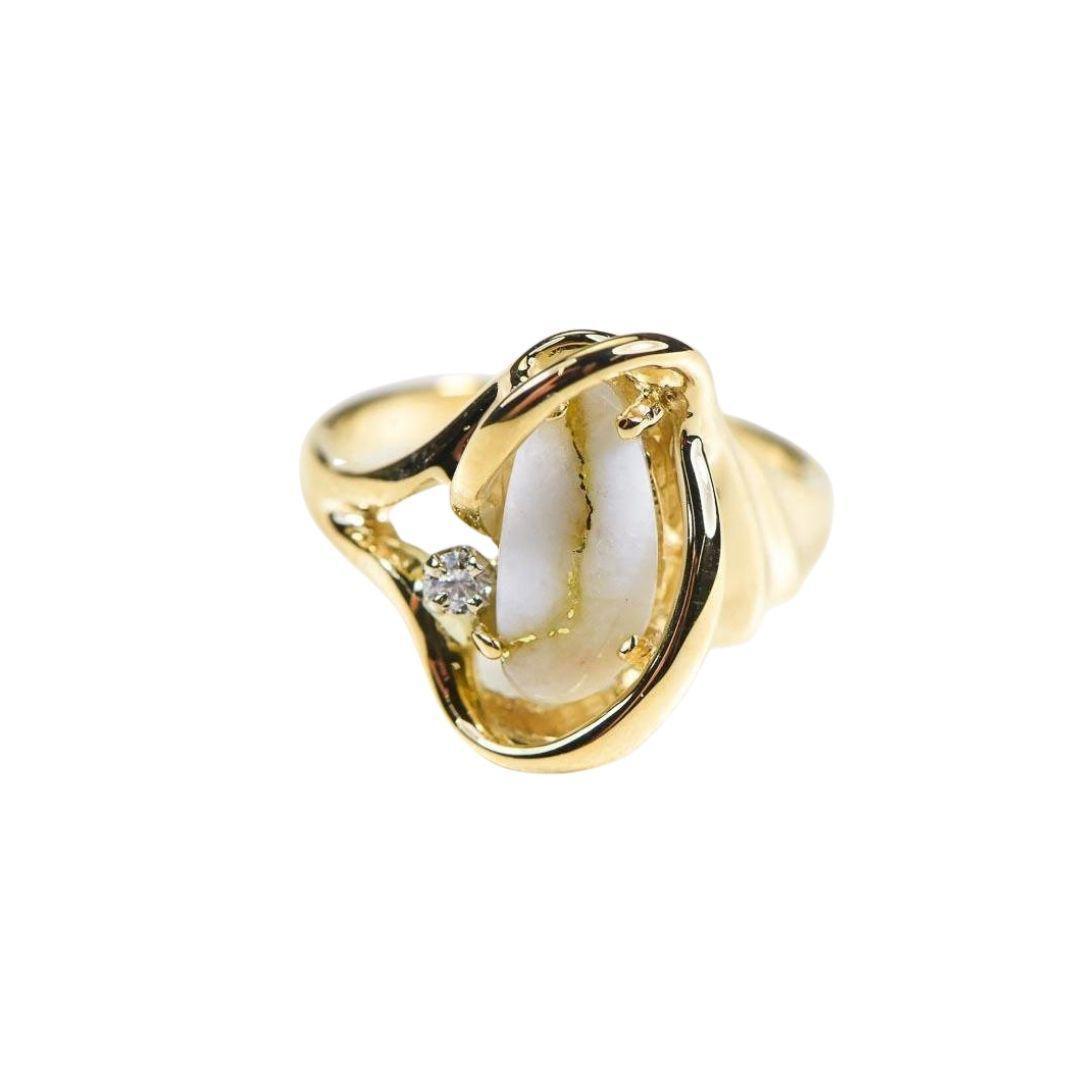 Orocal Gold Quartz Ring with Diamonds RL784DQ-Destination Gold Detectors