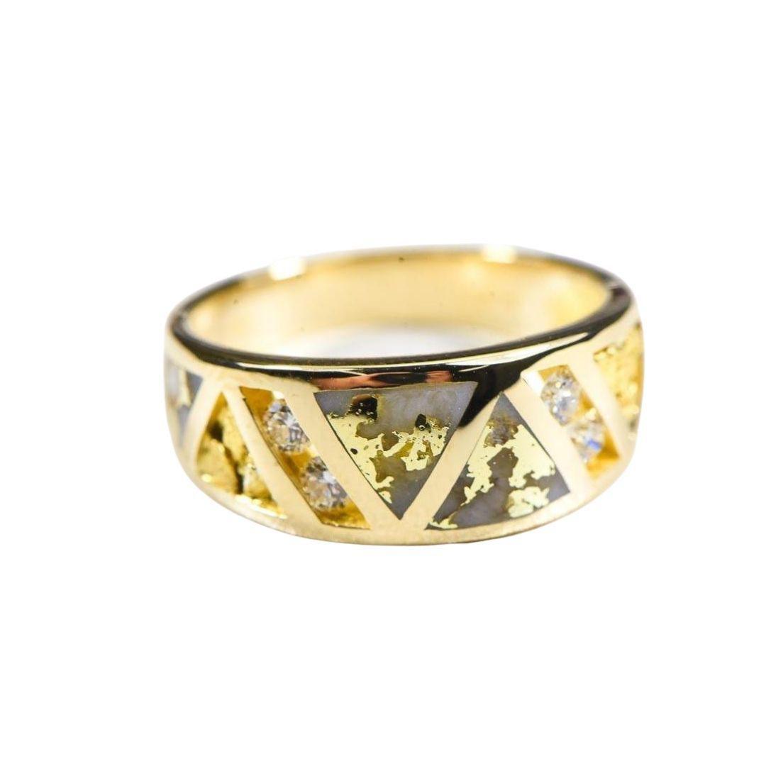 Orocal Gold Quartz Ring with Diamonds RL968D18NQ-Destination Gold Detectors