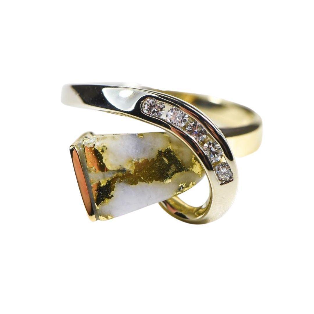 Orocal Gold Quartz Ring with Diamonds RLDL34SDQ-Destination Gold Detectors