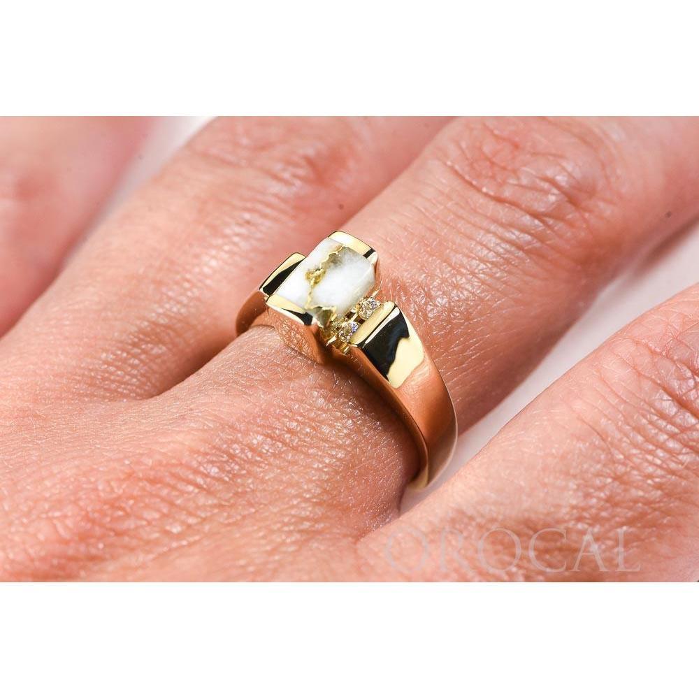 Orocal Gold Quartz Ring with Diamonds RLDL50D12Q-Destination Gold Detectors