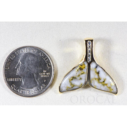 Orocal Gold Quartz Whales Tail Pendant with Diamonds PDLWT16HDQ-Destination Gold Detectors