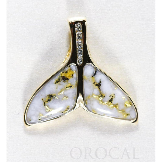 Orocal Gold Quartz Whales Tail Pendant with Diamonds PDLWT16HDQ-Destination Gold Detectors