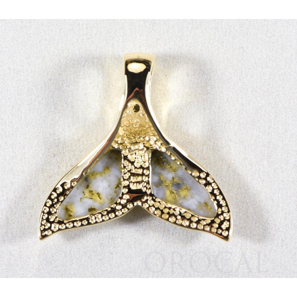 Orocal Gold Quartz Whales Tail Pendant with Diamonds PDLWT16HDQ-Destination Gold Detectors