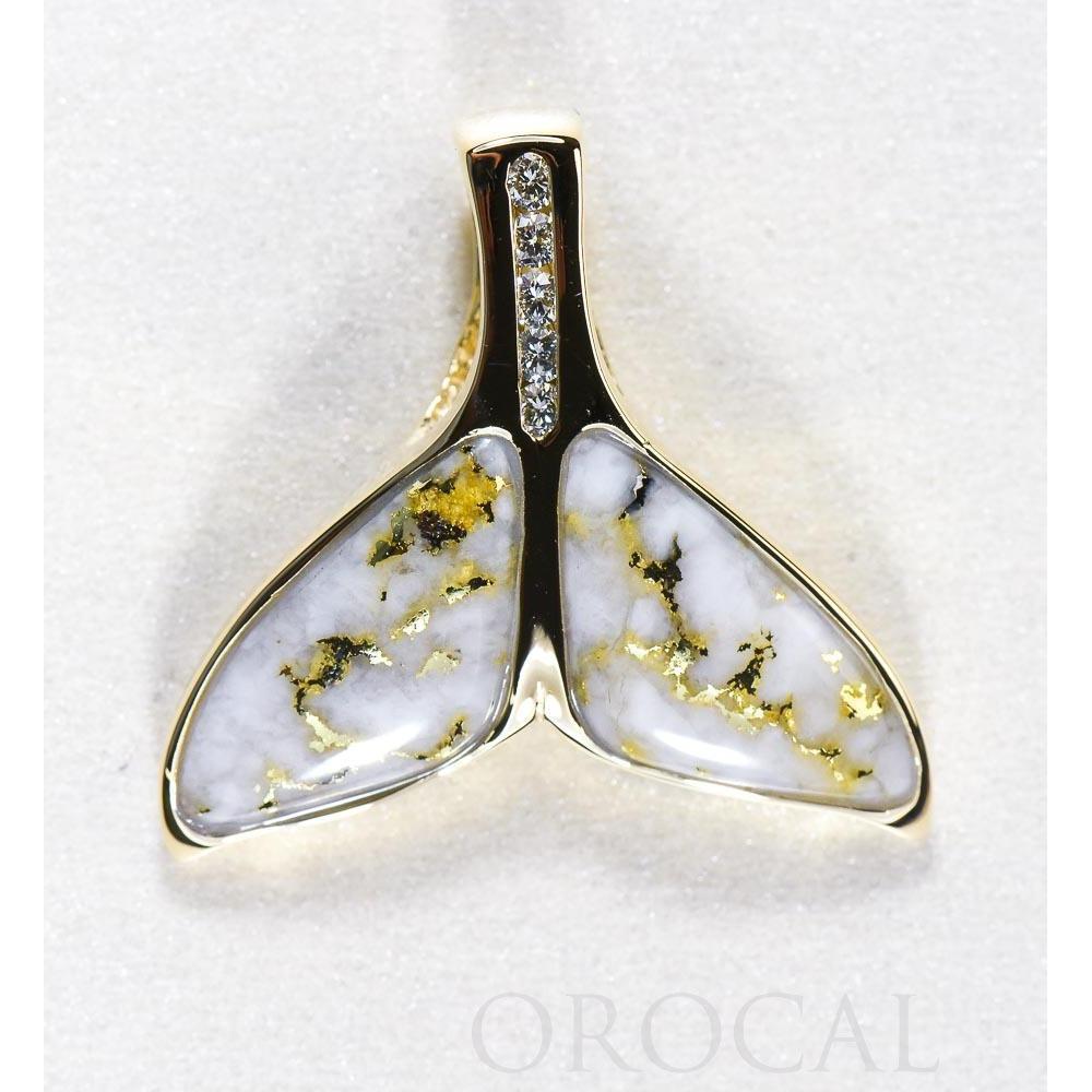 Orocal Gold Quartz Whales Tail Pendant with Diamonds PDLWT16HDQ-Destination Gold Detectors