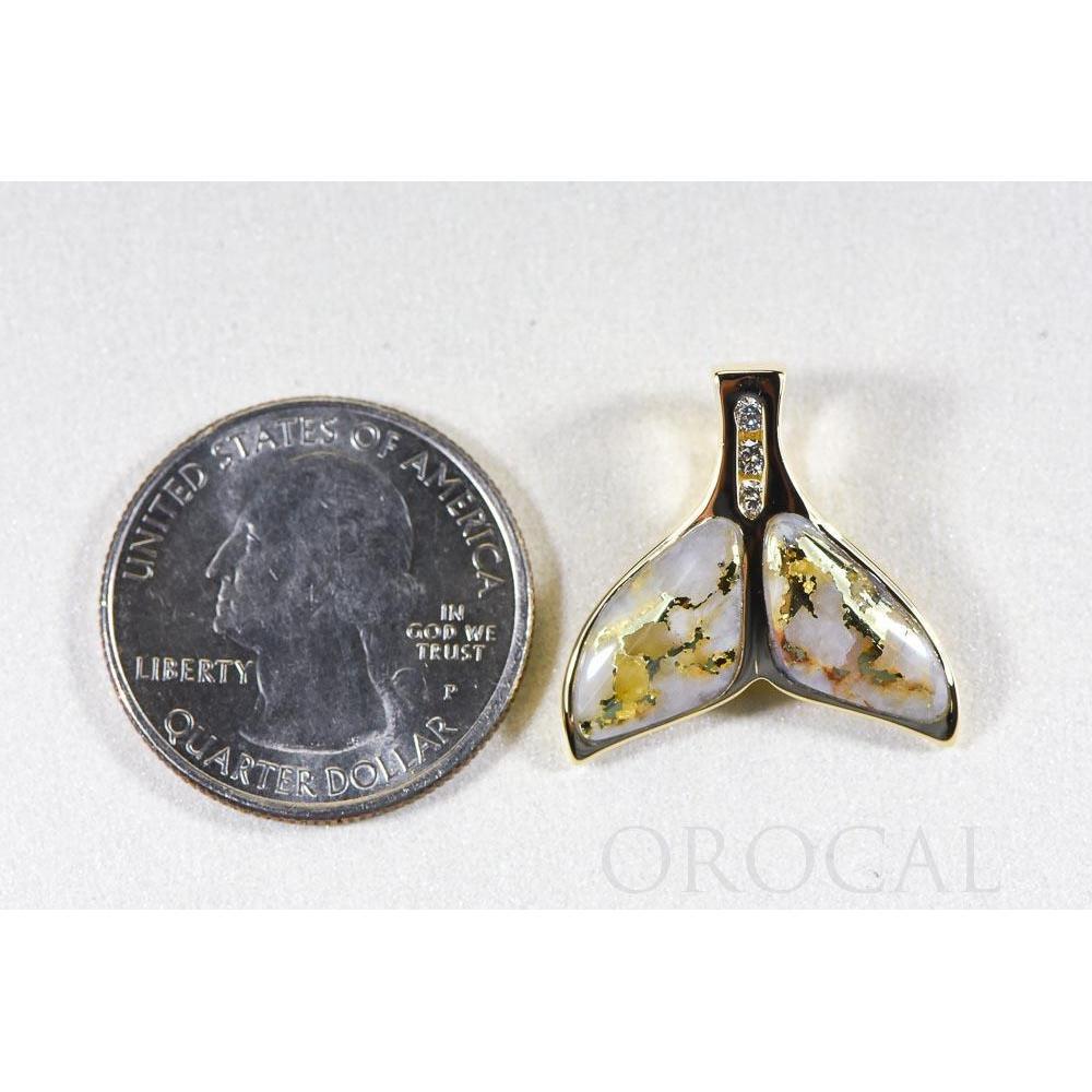 Orocal Gold Quartz Whales Tail Pendant with Diamonds PDLWT16SHDQ-Destination Gold Detectors