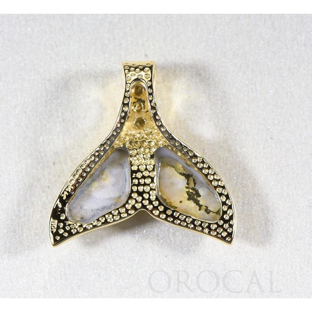 Orocal Gold Quartz Whales Tail Pendant with Diamonds PDLWT16SHDQ-Destination Gold Detectors