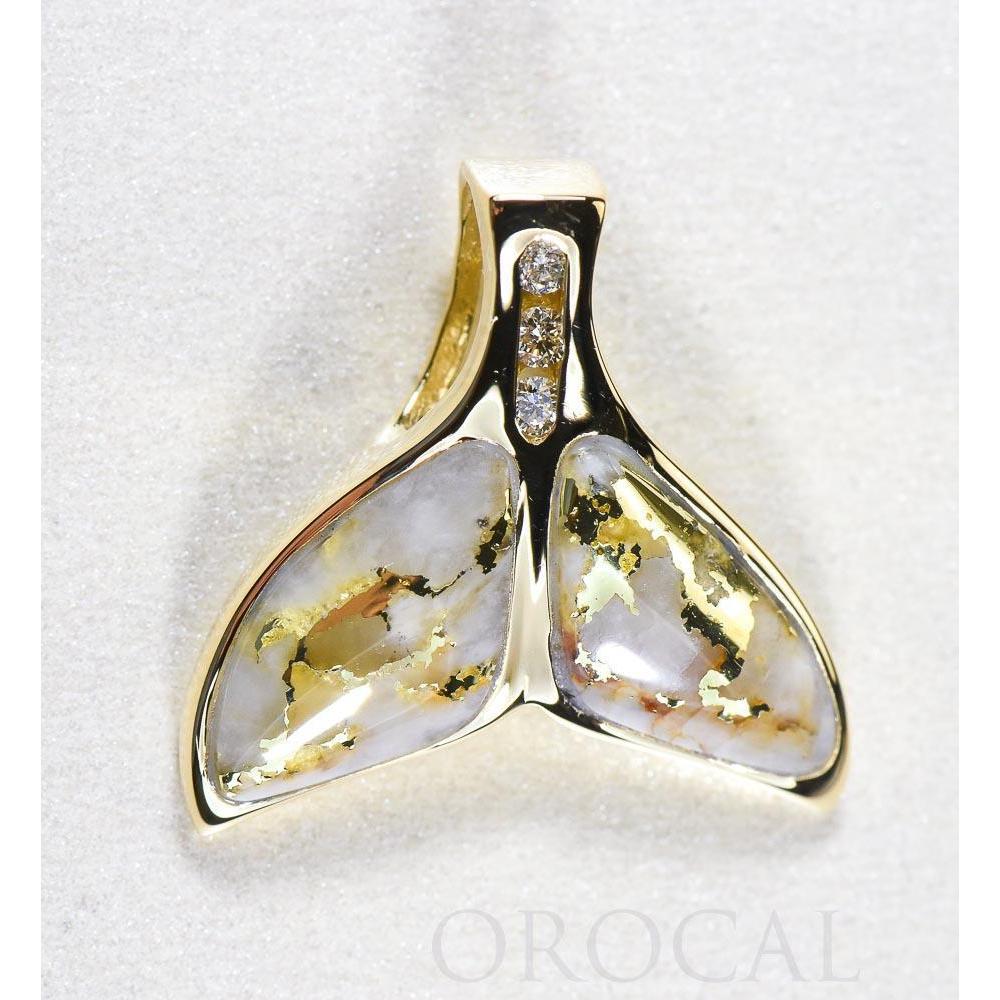 Orocal Gold Quartz Whales Tail Pendant with Diamonds PDLWT16SHDQ-Destination Gold Detectors