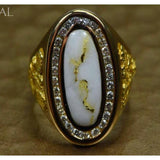 Orocal Gold Quartz and Gold Nuggets Ladies Ring with Diamonds RLL923D60Q-Destination Gold Detectors