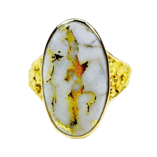Orocal Gold Quartz with Gold Nuggets Ladies Ring RLEA2Q-Destination Gold Detectors