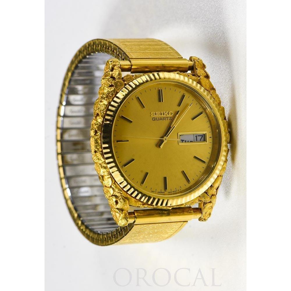 Orocal Seiko Gold Nugget Inlay Quartz Men's Watch w/ Flex Band-Destination Gold Detectors