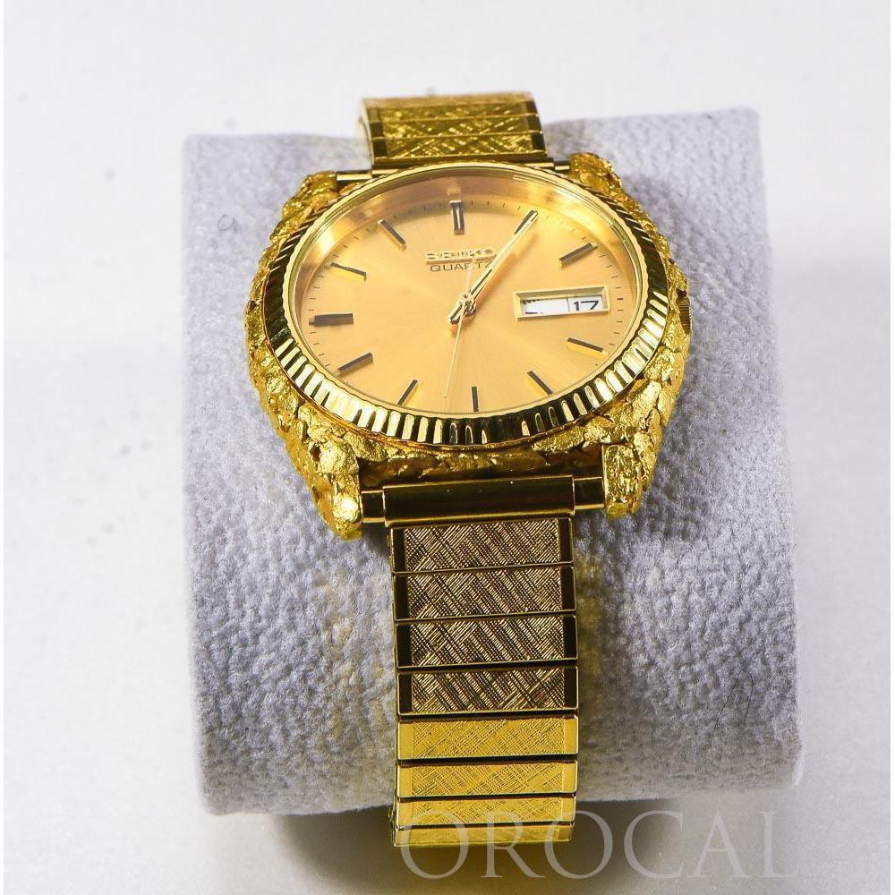 Orocal Seiko Gold Nugget Inlay Quartz Men's Watch w/ Flex Band-Destination Gold Detectors