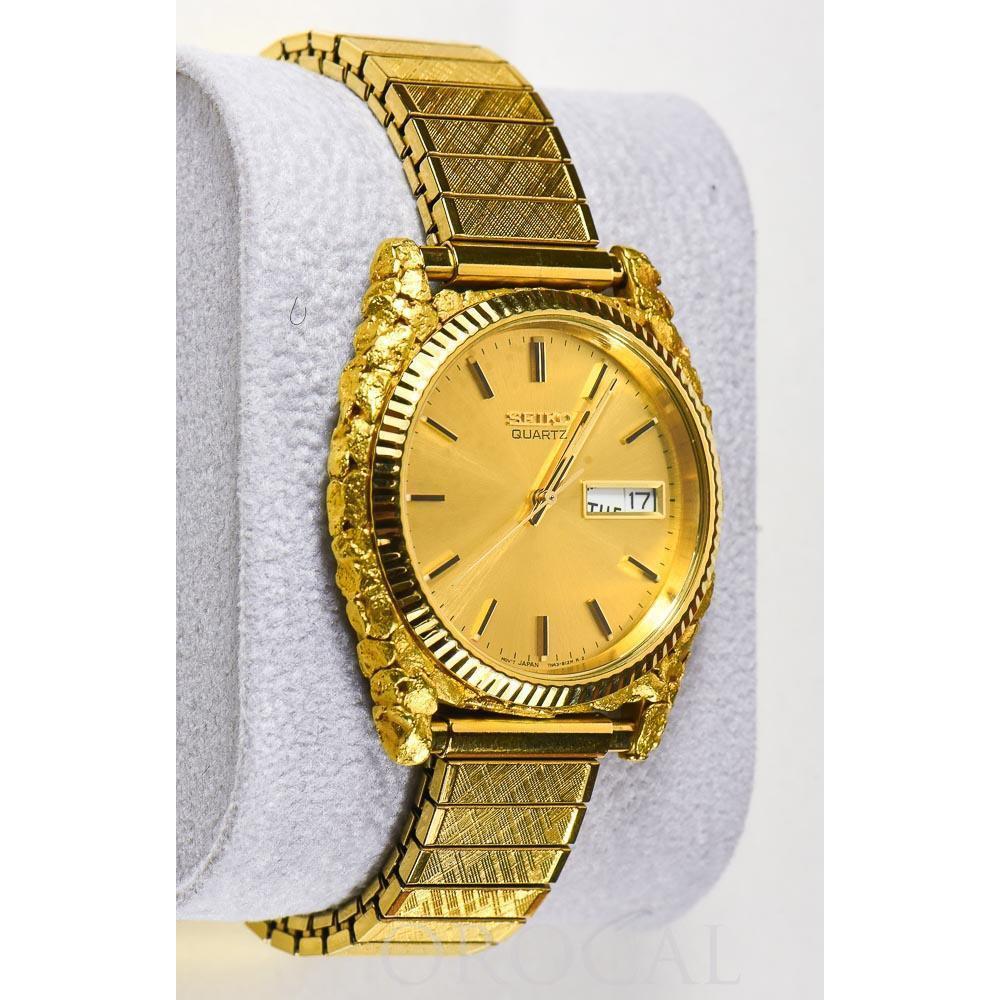 Orocal Seiko Gold Nugget Inlay Quartz Men's Watch w/ Flex Band-Destination Gold Detectors