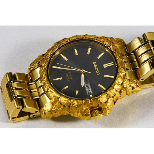 Orocal Seiko Solar Gold Nugget Inlay Watch-Destination Gold Detectors