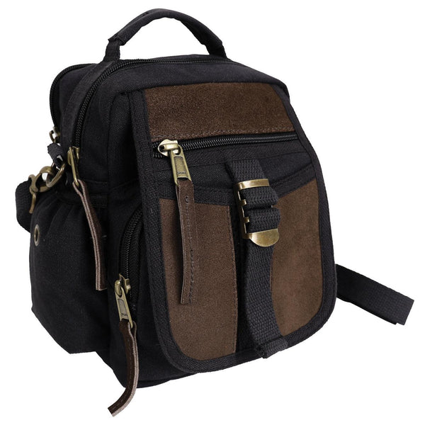 Rothco Canvas & Leather Travel Shoulder Bag - Black-Destination Gold Detectors