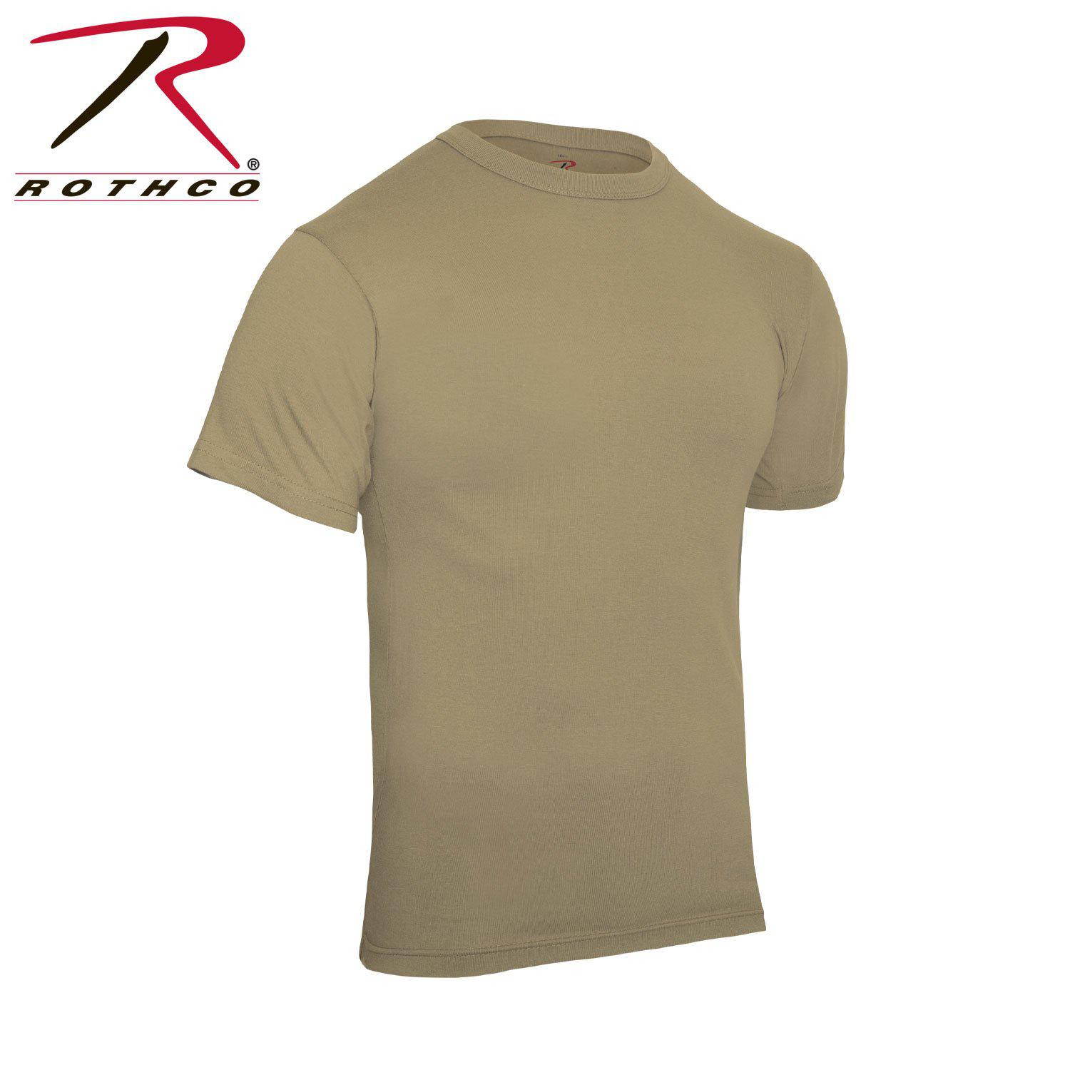 Rothco Solid Color Cotton / Polyester Blend Military T-Shirt Khaki-Destination Gold Detectors