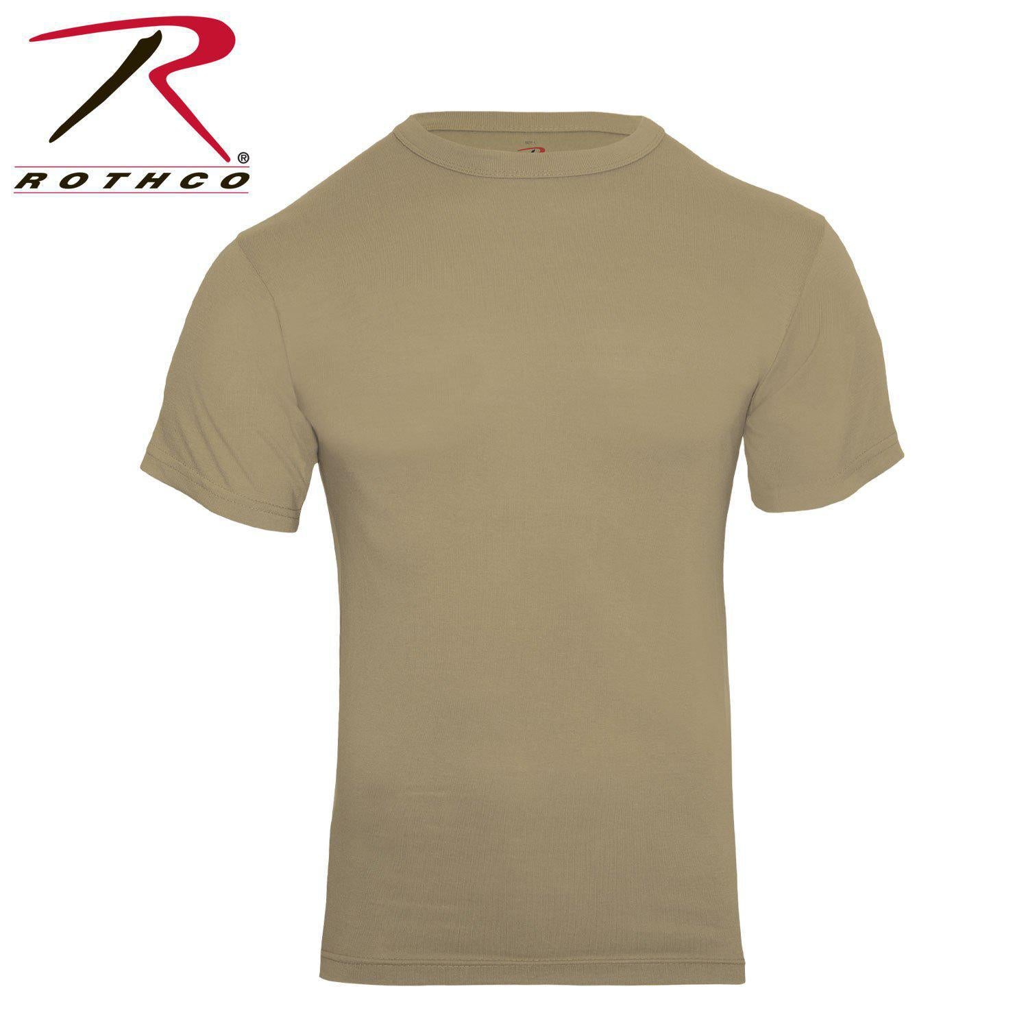 Rothco Solid Color Cotton / Polyester Blend Military T-Shirt Khaki-Destination Gold Detectors